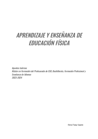 Aprendizaje Y Ensenanza De Educacion Fisica Pdf