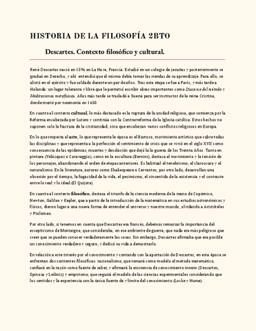 Contexto Filos Fico Y Cultural Descartes Pdf