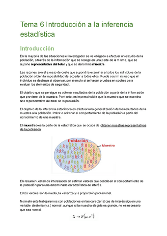 Tema 6 Introduccion A La Inferencia Estadistica Pdf