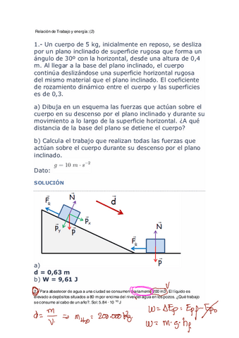 Ejercicios De Trabajo Y Energia Pdf