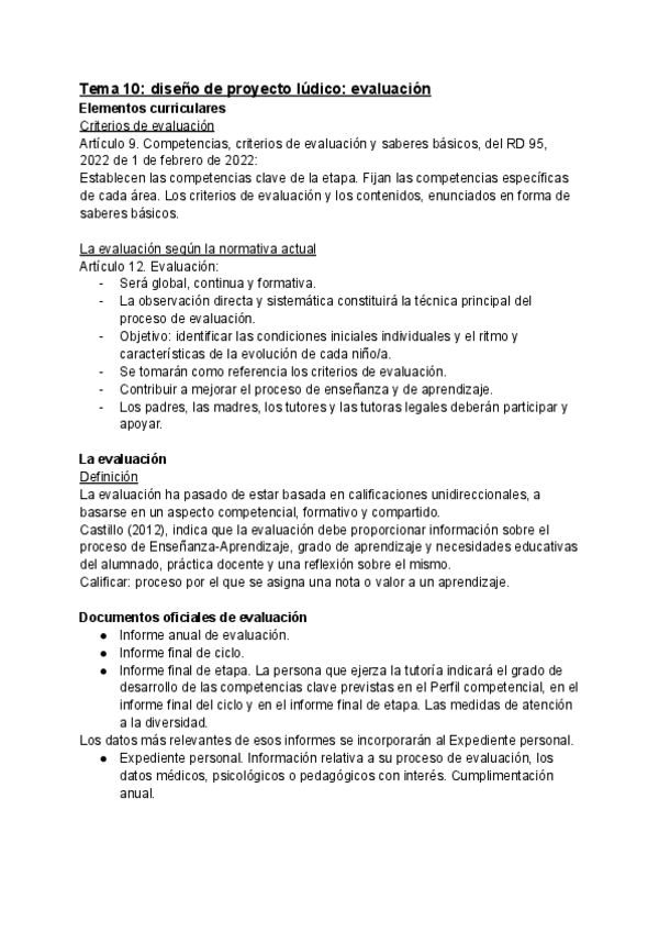 Tema Diseno De Proyecto Ludico Evaluacion Pdf