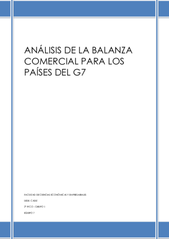 An Lisis De La Balanza Comercial Para Los Pa Ses Del G Pdf