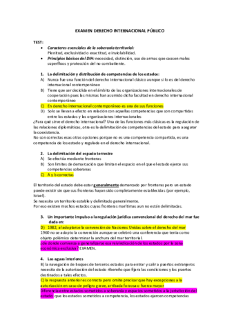 Preguntas Tests Y Cortas Derecho Internacional P Blico Pdf