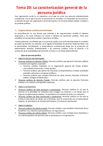 Tema La Caracterizaci N General De La Persona Jur Dica Pdf