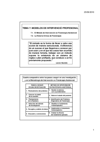 Tema M Todo De Intervenci N En Fisioterapia Asistencial Pdf