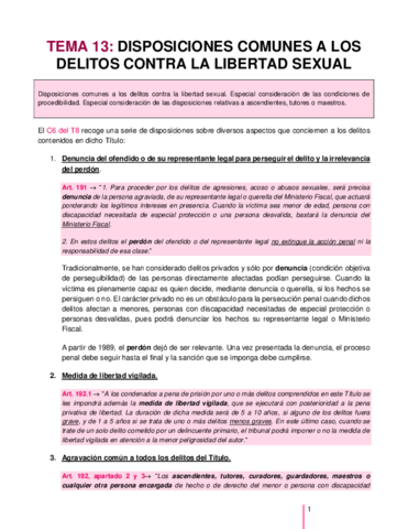 Tema Disposiciones Comunes A Los Delitos Contra La Libertad Sexual