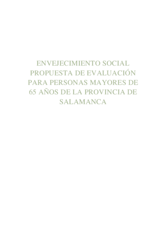 Envejecimiento Social Propuesta De Intervencion Pdf