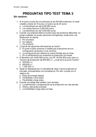 Modelo Examen Tipo Test Pdf