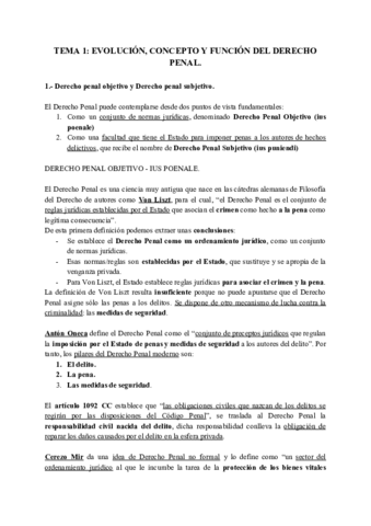 Tema 1 Evolucion Concepto Y Funcion Del Derecho Penal Pdf