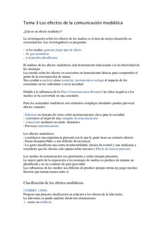 Tema Los Efectos De La Comunicaci N Medi Tica Pdf