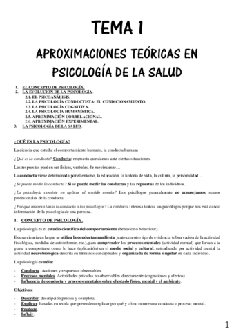 TEMA 1 APROXIMACIONES TEORICAS EN PSICOLOGIA DE LA SALUD Pdf