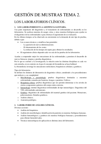 Tema Gesti N De Muestras Biol Gicas Pdf