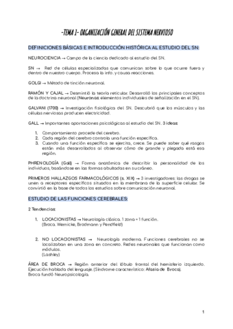 Tema Organizacion General Del Sistema Nervioso Pdf