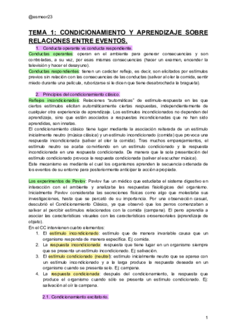 TEMA 1 CONDICIONAMIENTO Y APRENDIZAJE SOBRE RELACIONES ENTRE EVENTOS Pdf