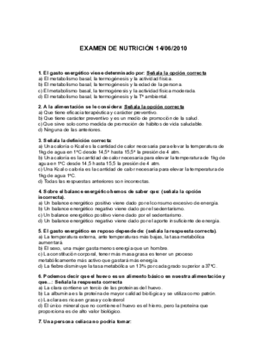 Diversos Examenes De Nutricion Pdf