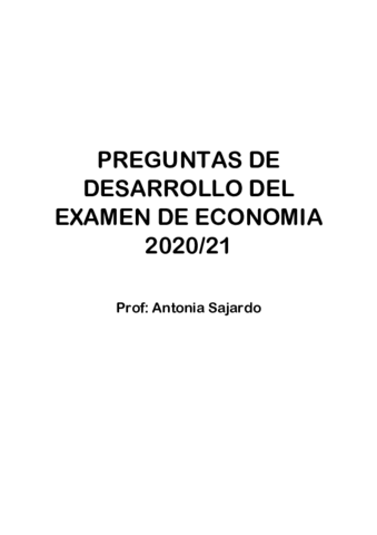 PREGUNTAS DE DESARROLLO DEL EXAMEN DE ECONOMIA 2020 Pdf