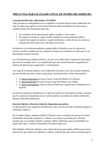 Preguntas Para El Examen Final De Teoria Del Derecho Pdf