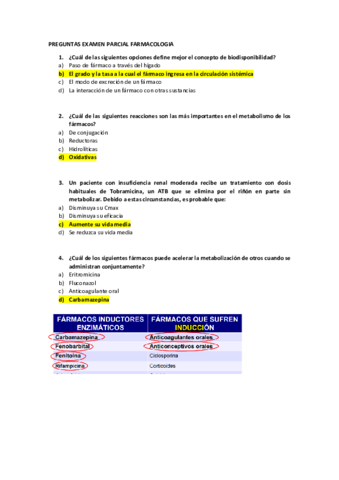 Preguntas Examen Parcial Farmacologia Pdf