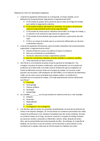 Preguntas Examen Tipo Test Rrhh I Pdf