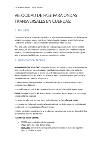 VELOCIDAD DE FASE PARA ONDAS TRANSVERSALES EN CUERDAS Pdf