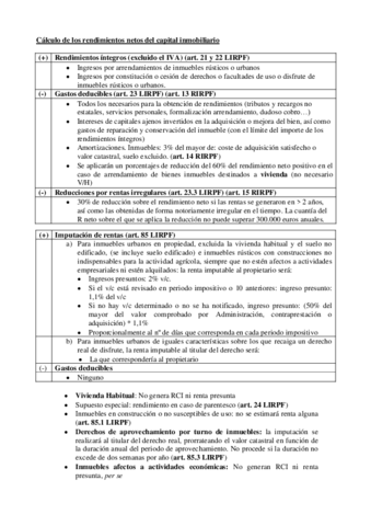 Tema Esquema Rendimientos Del Capital Inmobiliario Pdf