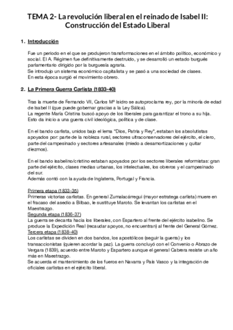 Tema La Revolucion Liberal En El Reinado De Isabel Ii Construccion