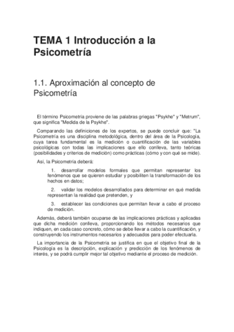 TEMA 1 Introduccion A La Psicometria Pdf