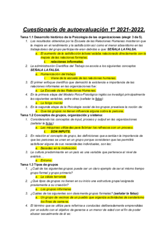 1o Cuestionario De Autoevaluacion Pdf