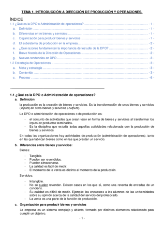 Tema 1 INTRODUCCION A DIRECCION DE PRODUCCION Y OPERACIONES Pdf