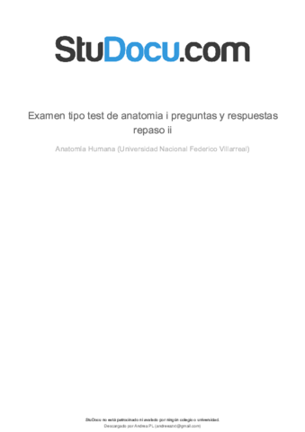 Examen Tipo Test De Anatomia I Preguntas Y Respuestas Repaso Ii Pdf