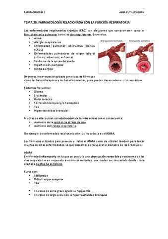 Tema 28 Farmacologia Del Aparato Respiratorio Pdf