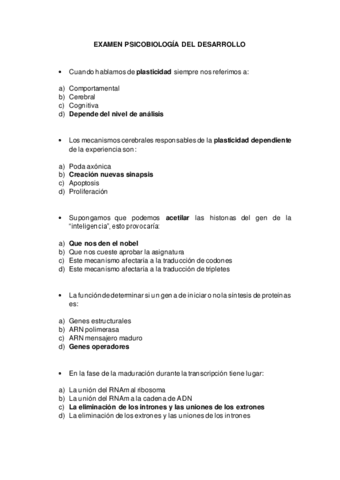 Examen Psicobiologia Del Desarrollo Pdf