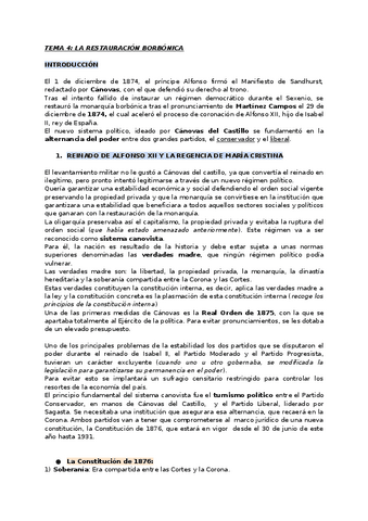 Tema 4 La Restauracion Borbonica Pdf