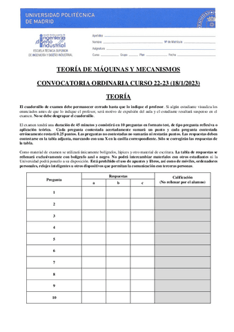 Examen De Teoria Conv Ord Tmm Curso Pdf