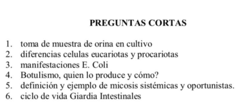 Preguntas Cortas 2 Microbiologia Pdf