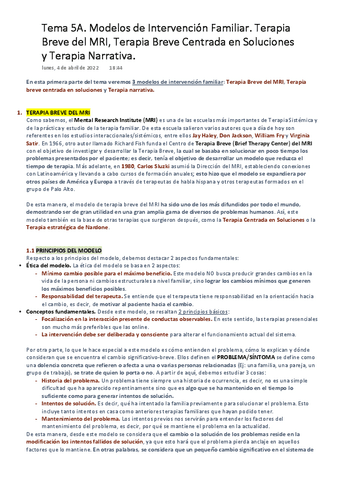 IPF Tema 5A Modelos De Intervencion Familiar Terapia Breve Del MRI