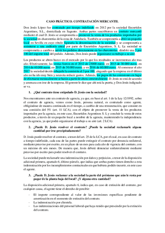 CASO PRACTICO CONTRATACION MERCANTIL CONTRATOS DE COLABORACION Pdf