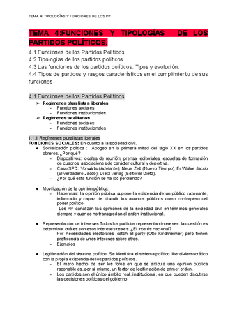 TEMA 4 TIPOLOGIAS Y FUNCIONES DE LOS PARTIDOS POLITICOS 1 Pdf