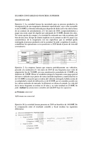 Examen Contabilidad Fianciera Superior Pdf