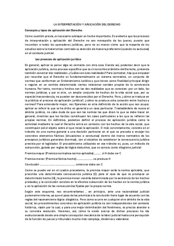 La Interpretacion Y Aplicacion Del Derecho Pdf