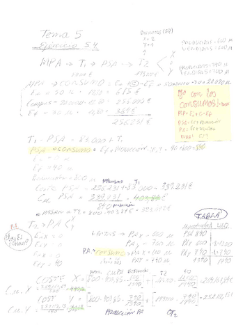 COMPTABILITAT DE COSTOS Exercici Tema 5 4 A Mano Pdf