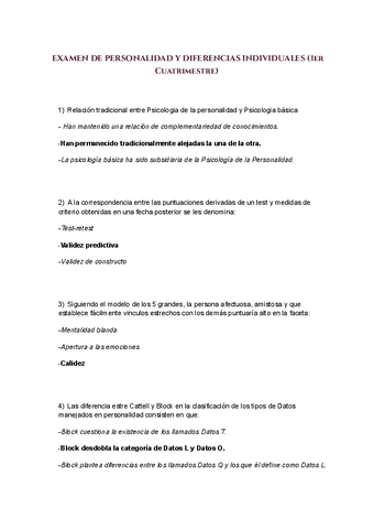 Examen Personalitat Cuatri Pdf