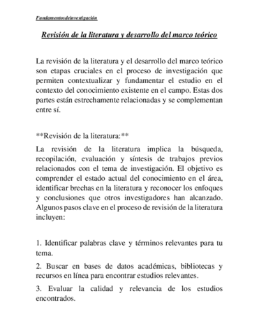 Revision De La Literatura Y Desarrollo Del Marco Teorico Pdf