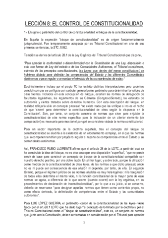 LECCI N 8 EL CONTROL DE CONSTITUCIONALIDAD Pdf