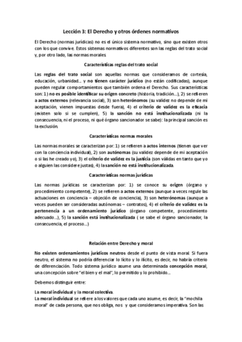 Leccion El Derecho Y Otros Ordenes Normativos Teoria Del Derecho Pdf