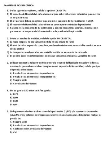 Examen De Bioestadistica Pdf