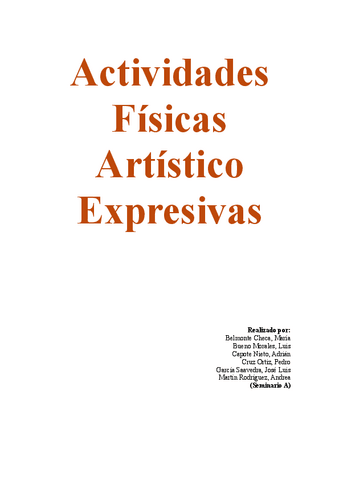 Trabajo Actividades Artistico Expresivas Pdf