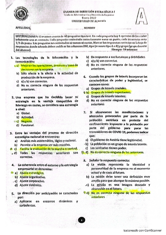 Examen Enero 2022 Direccion Estrategica I Pdf