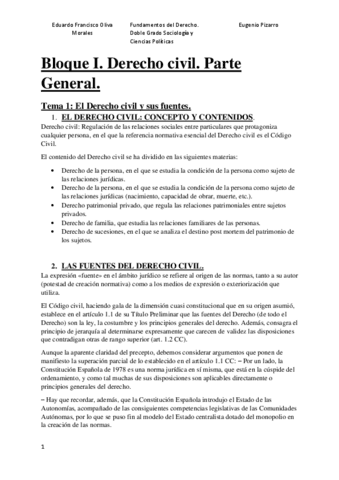 Bloque I El Derecho Civil Parte General Pdf