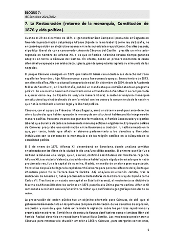 BLOQUE 7 La Restauracion Borbonica Pdf